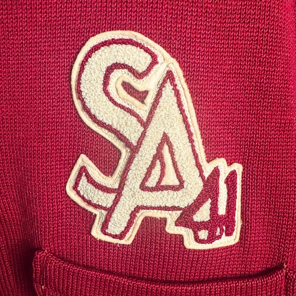 Pitzer & Warwick Vintage Varsity Cardigan Wool Letterman Sweater SA 41 Red - Picture 2 of 9